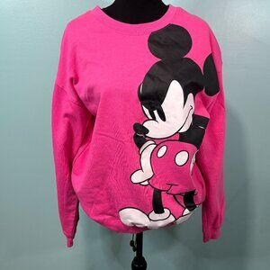 Disney Hot Pink Mickey Mouse Sweatshirt with Black Accents XL         Lot O